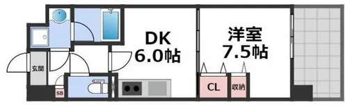 アールパンション高井田【6階】の間取り