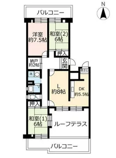URさざなみプラザ【0211404号室】の間取り