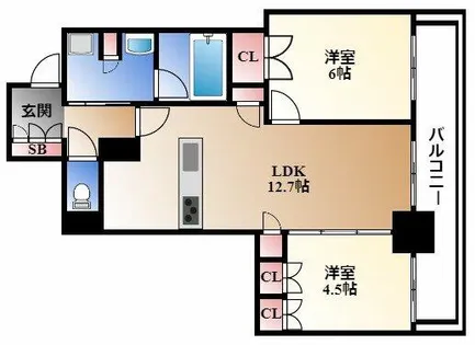 ザ・パークハウス久屋大通ローレルタワー【5階】の間取り