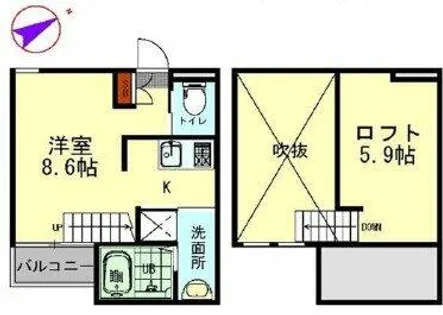 愛知県名古屋市西区名西1丁目【アパート】の間取り