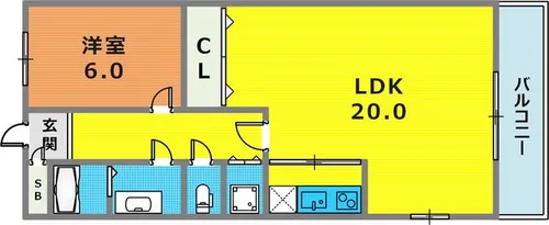 甲南シャトー三宮【306号室】の間取り
