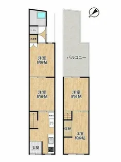 大阪府大阪市東淀川区上新庄3丁目【テラスハウス】の間取り