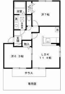 リビングタウン狭山池E棟【1階】の間取り