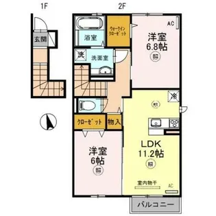 兵庫県神戸市西区押部谷町栄【アパート】の間取り