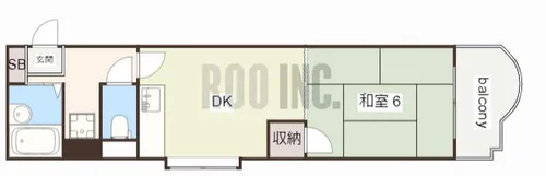 ホワイトシャトー小林【6F号室】の間取り