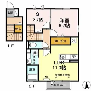 ハイモール Ⅲ棟【205号室】の間取り