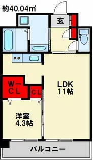 フェリシエ京町【7階】の間取り