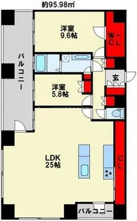 MOJI MID AIR 門司 ミッドエア 【24階】の間取り