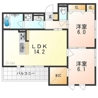 クレリアB棟【3階】の間取り