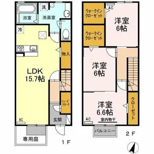 ルージュ ブラン A【102号室】の間取り
