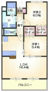 ラフィーネ富山【102号室】の間取り