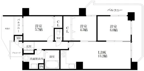 クリアクレセント住之江【9階】の間取り