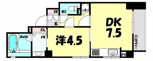 三宮シティタワー【5階】の間取り