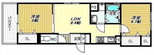 クリエオーレ南新町【2階】の間取り