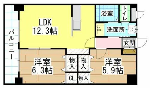 福岡県北九州市八幡西区力丸町【マンション】の間取り