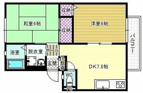 サンビレッジオクノB棟【2階】の間取り