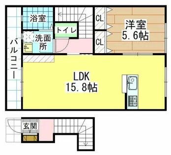 ルネス若園B棟【2階】の間取り