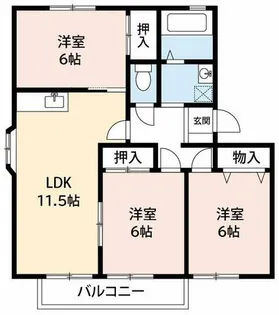 ハートホーム山本D棟【302号室】の間取り
