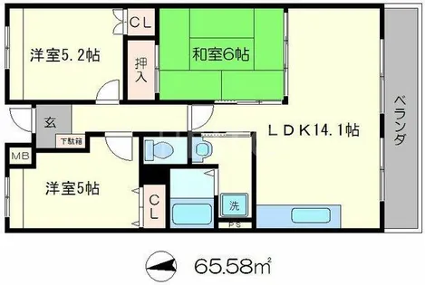 ヴィーブル岩倉【1階】の間取り