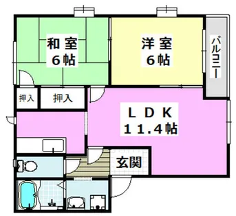 ジュネス南茨木B棟【1階】の間取り