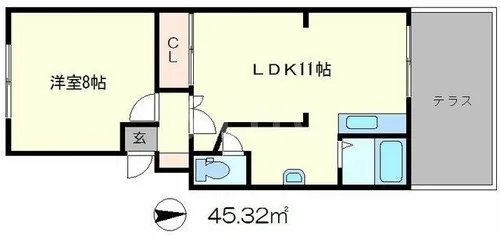 リヴィエラ下鴨【1階】の間取り