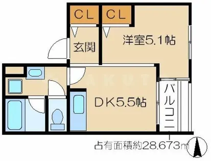カリヨン出町【3階】の間取り