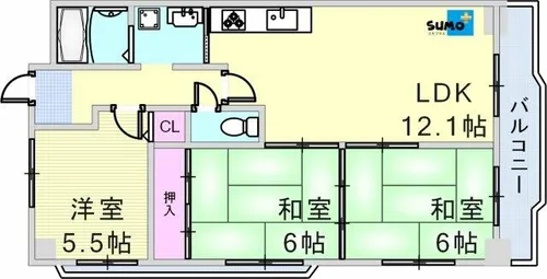 ユニライフ明石 C棟【511号室】の間取り