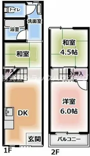 大阪府守口市金田町3丁目【テラスハウス】の間取り