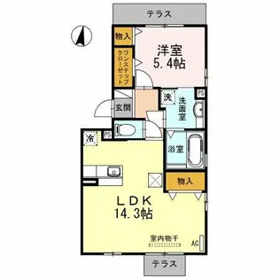 カーサ デュエットB棟【1階】の間取り