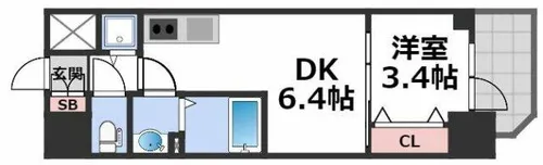 エスリードレジデンス都島デュオ【9階】の間取り