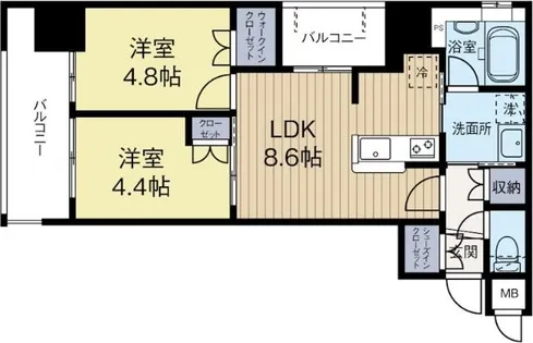アクタス福岡県庁前グラシア【8階】の間取り
