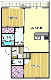 パルコートリバーサイド【2階】の間取り