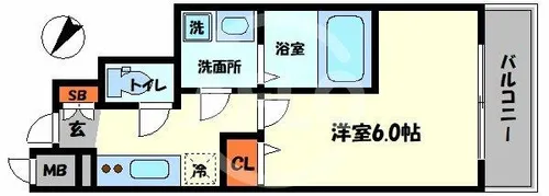 エスリード難波ザ・プレミア【13階】の間取り