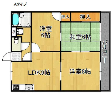 オリーブ鶴原【1階】の間取り