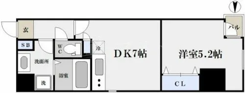 レジディア堺筋本町【4階】の間取り