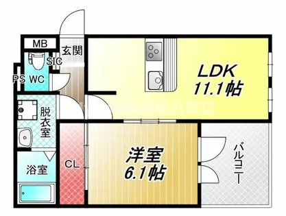 パルテール八尾【3階】の間取り