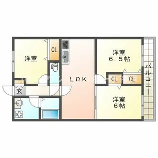 サンクレール本多聞【6階】の間取り