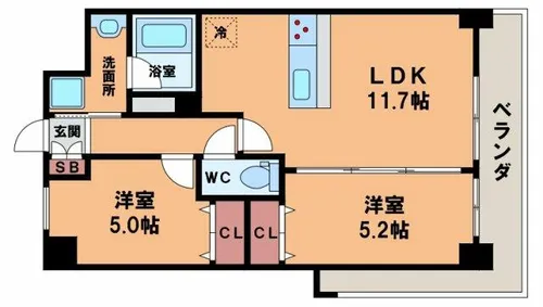 エストヴァリ千扇【7階】の間取り