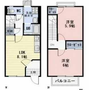 ハートブランシェ A【2号室】の間取り