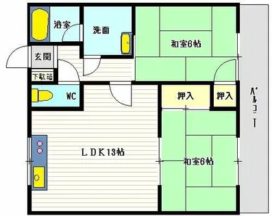ウエストヴィレッヂ【1階】の間取り