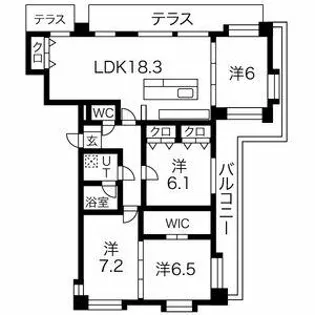 ヒルクレスト大濠公園駅【602号室】の間取り