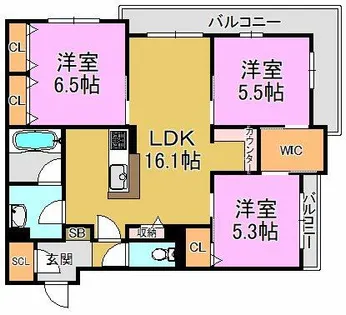 シャーメゾン高井田【3階】の間取り