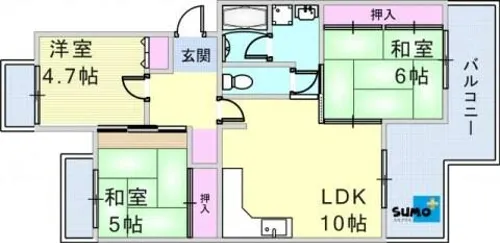 シティハイツ竹の台 1号棟【404号室】の間取り