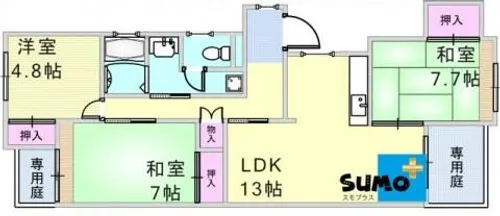 シティハイツ竜が岡1号棟【103号室】の間取り