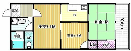 クレセント西川【2階】の間取り