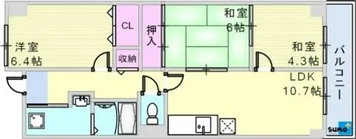 ソーシャルライフ西明石【2階】の間取り