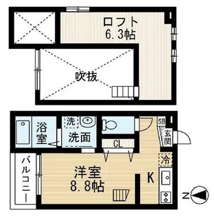 Ferveur本陣【202号室】の間取り