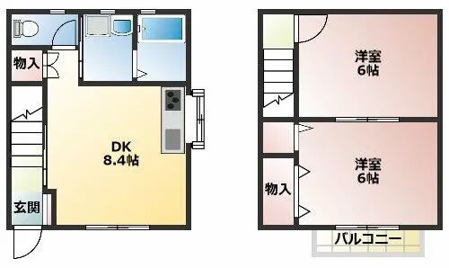 鳥居松貸家 西棟【1階】の間取り