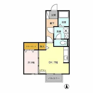リビングタウン榎戸C棟【205号室】の間取り