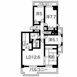 桃花台パークヒルズ五番館【210号室】の間取り